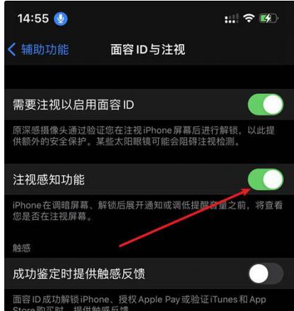 道孚苹果14维修网点分享iPhone14注视感知功能有什么用 