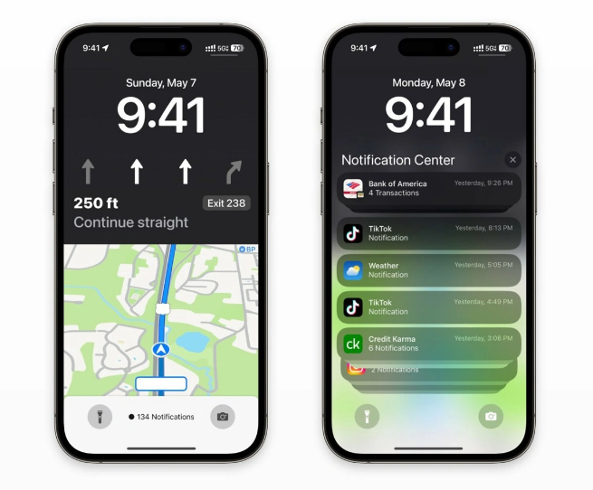 道孚苹果维修服务分享iOS17锁屏地图导航半屏显示长什么样 
